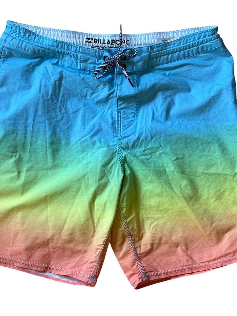Billabong Lo Tides Sundays Rainbow Swim Trunks Board Shorts Size 33 Gradient